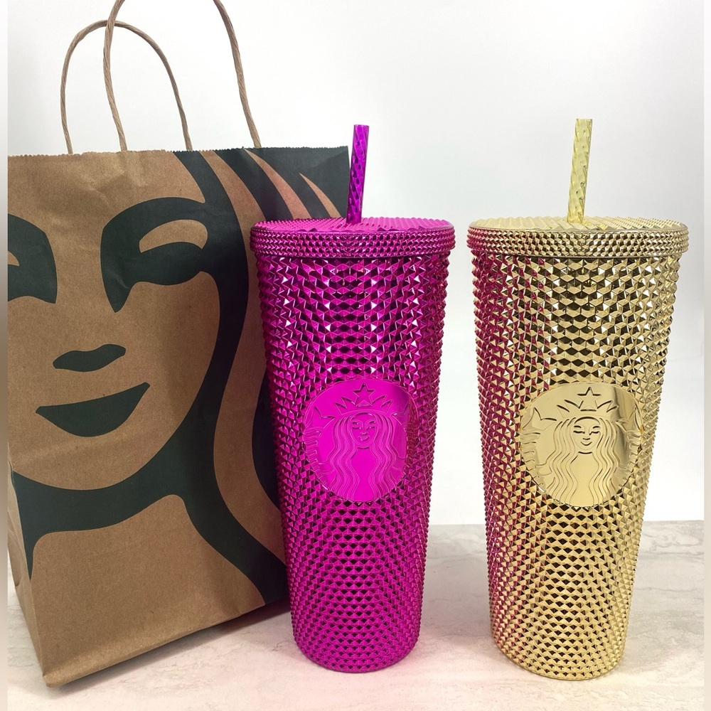 Starbucks Studded Tumbler 2022 bundle Sangria & Gold Venti NEW holiday edition